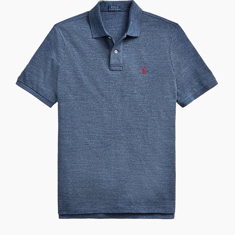 Polo by Ralph Lauren Men's Heathered Blue Polo Shirt